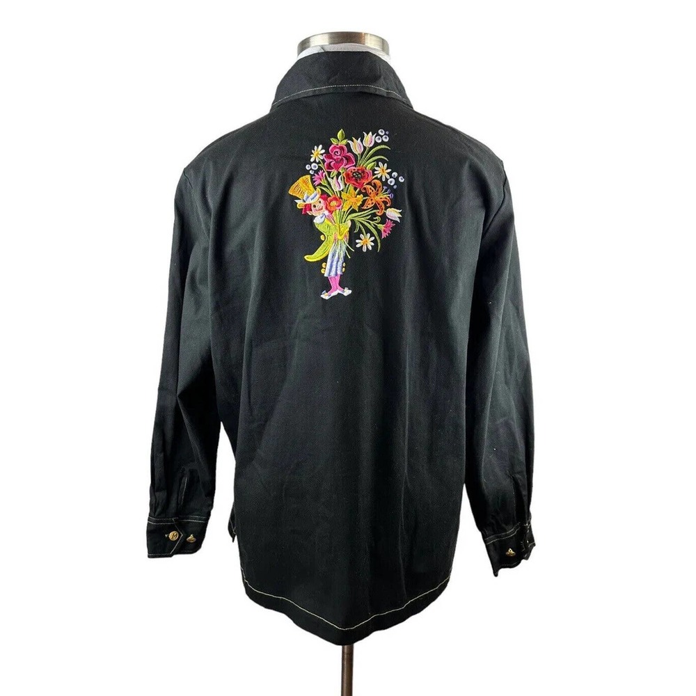 Bob Mackie Wearable Art Embroidered Fairy Parade of Flowers Zip Jacket Size 1X - Picture 3 of 6